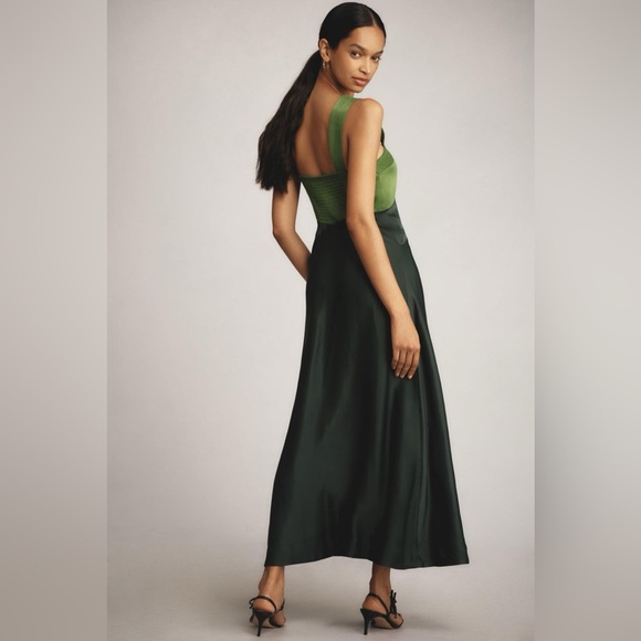 Anthropologie Maeve The Jocelyn Sleeveless Slip Midi Dress Green Viscose Medium - Picture 2 of 7